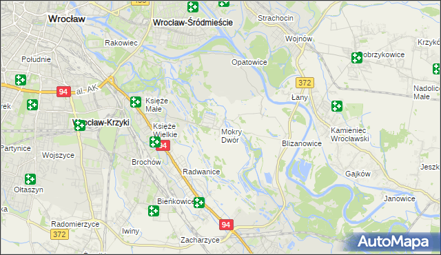 mapa Mokry Dwór gmina Siechnice, Mokry Dwór gmina Siechnice na mapie Targeo