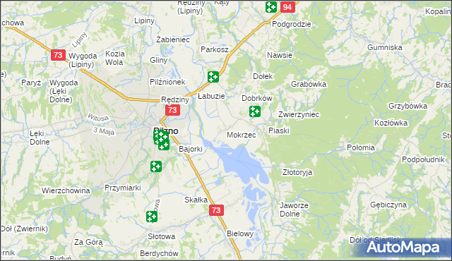 mapa Mokrzec gmina Pilzno, Mokrzec gmina Pilzno na mapie Targeo