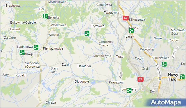 mapa Morawczyna, Morawczyna na mapie Targeo