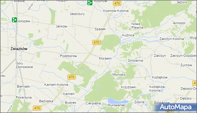 mapa Morawin gmina Ceków-Kolonia, Morawin gmina Ceków-Kolonia na mapie Targeo