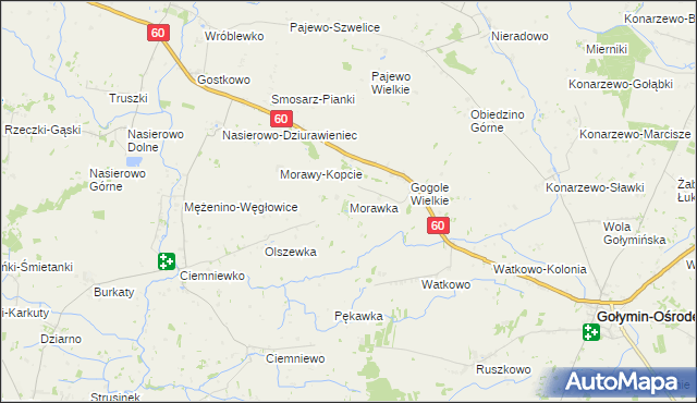 mapa Morawka gmina Gołymin-Ośrodek, Morawka gmina Gołymin-Ośrodek na mapie Targeo