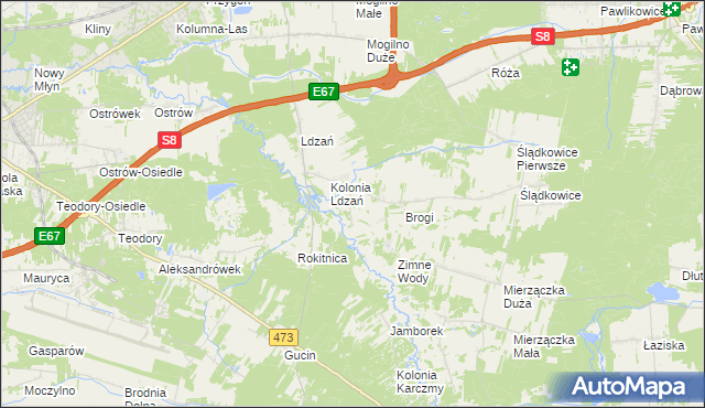 mapa Morgi gmina Dobroń, Morgi gmina Dobroń na mapie Targeo