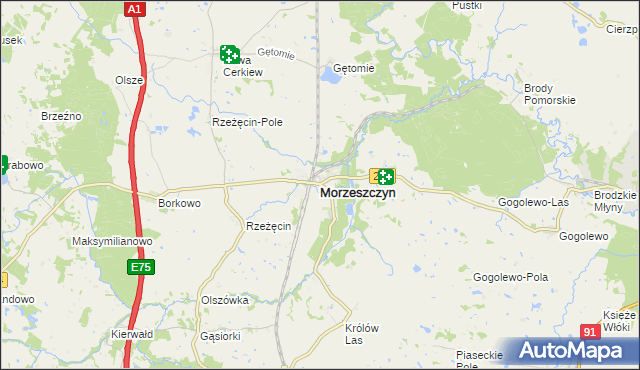 mapa Morzeszczyn, Morzeszczyn na mapie Targeo