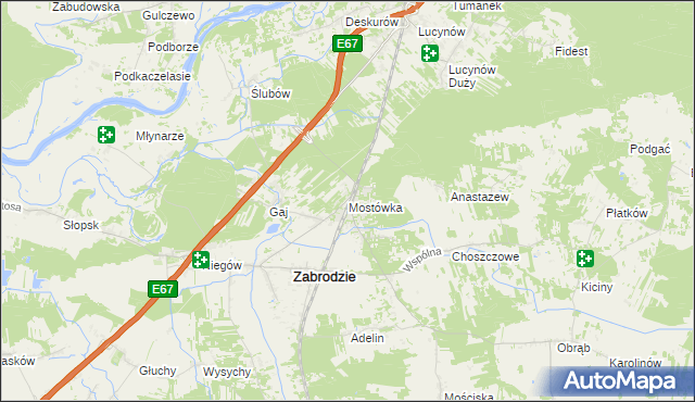 mapa Mostówka gmina Zabrodzie, Mostówka gmina Zabrodzie na mapie Targeo