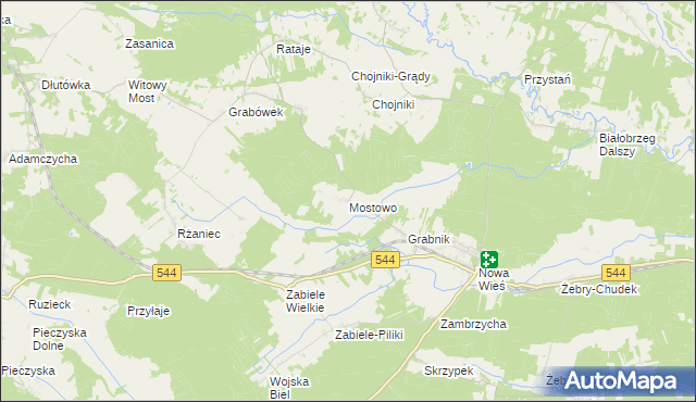 mapa Mostowo gmina Olszewo-Borki, Mostowo gmina Olszewo-Borki na mapie Targeo