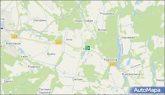 mapa Mosty gmina Goleniów, Mosty gmina Goleniów na mapie Targeo