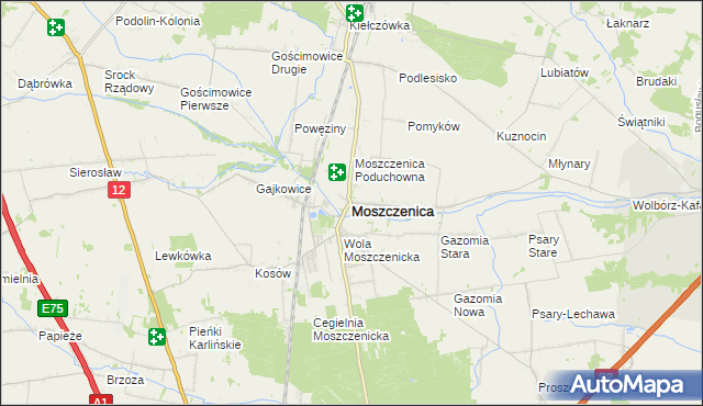 mapa Moszczenica powiat piotrkowski, Moszczenica powiat piotrkowski na mapie Targeo