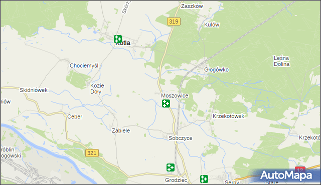 mapa Moszowice, Moszowice na mapie Targeo