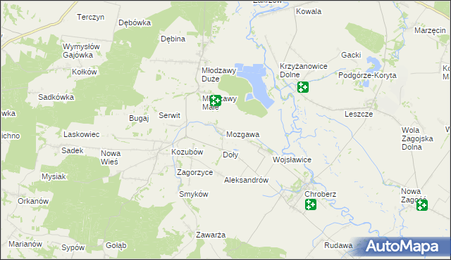 mapa Mozgawa, Mozgawa na mapie Targeo