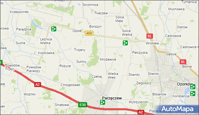 mapa Mrożewice, Mrożewice na mapie Targeo