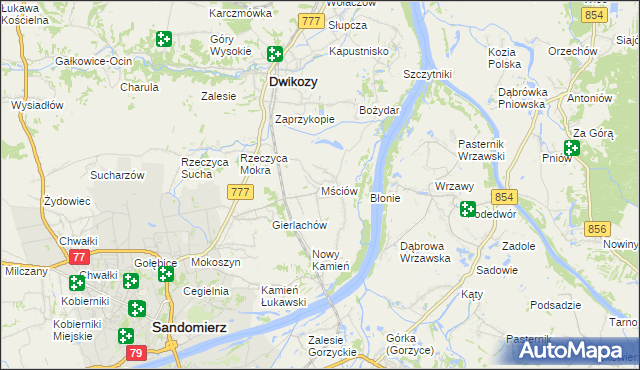 mapa Mściów, Mściów na mapie Targeo