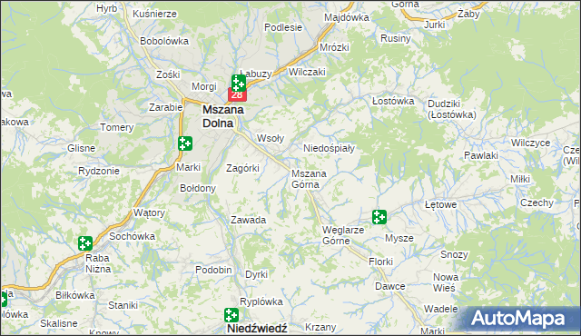 mapa Mszana Górna, Mszana Górna na mapie Targeo