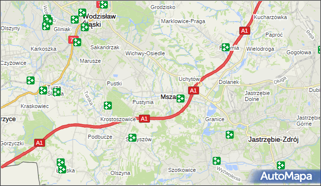 mapa Mszana powiat wodzisławski, Mszana powiat wodzisławski na mapie Targeo