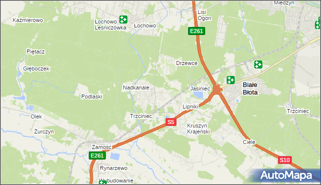 mapa Murowaniec gmina Białe Błota, Murowaniec gmina Białe Błota na mapie Targeo