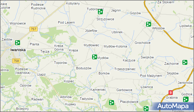 mapa Mydłów, Mydłów na mapie Targeo