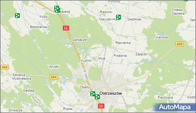 mapa Myje, Myje na mapie Targeo