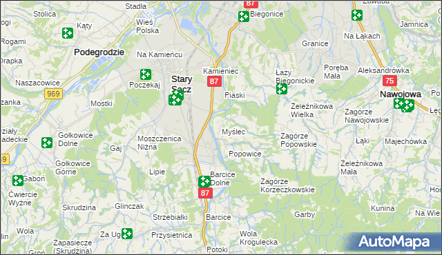 mapa Myślec, Myślec na mapie Targeo