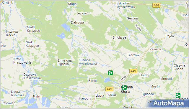 mapa Myślniew, Myślniew na mapie Targeo