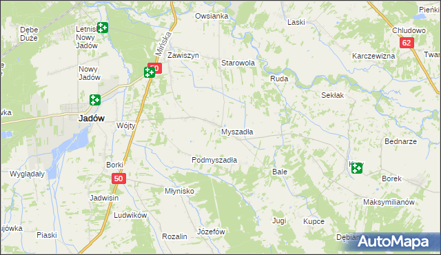 mapa Myszadła, Myszadła na mapie Targeo