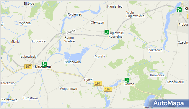 mapa Myszki gmina Kiszkowo, Myszki gmina Kiszkowo na mapie Targeo