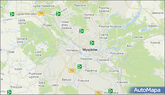 mapa Myszków, Myszków na mapie Targeo