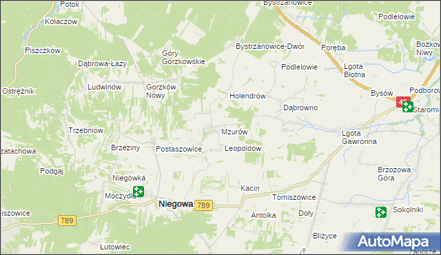 mapa Mzurów, Mzurów na mapie Targeo