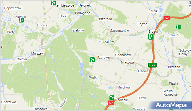 mapa Mzurowa, Mzurowa na mapie Targeo