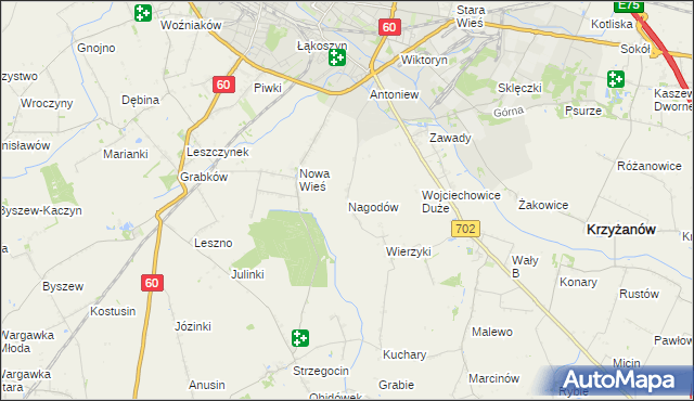 mapa Nagodów gmina Kutno, Nagodów gmina Kutno na mapie Targeo