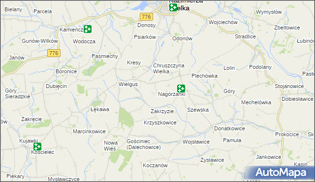 mapa Nagórzanki, Nagórzanki na mapie Targeo