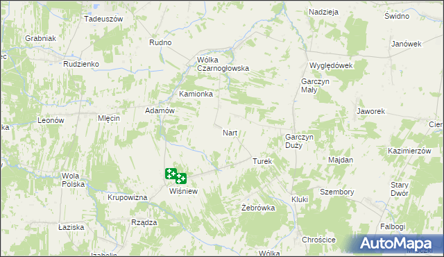 mapa Nart gmina Jakubów, Nart gmina Jakubów na mapie Targeo