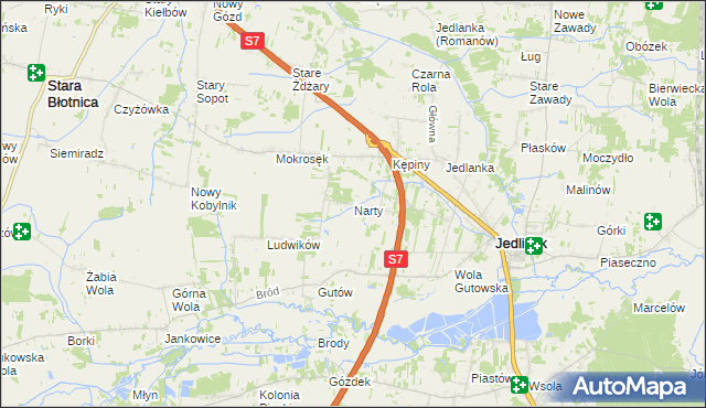 mapa Narty gmina Jedlińsk, Narty gmina Jedlińsk na mapie Targeo