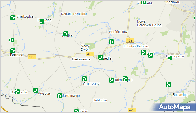 mapa Nasiedle, Nasiedle na mapie Targeo