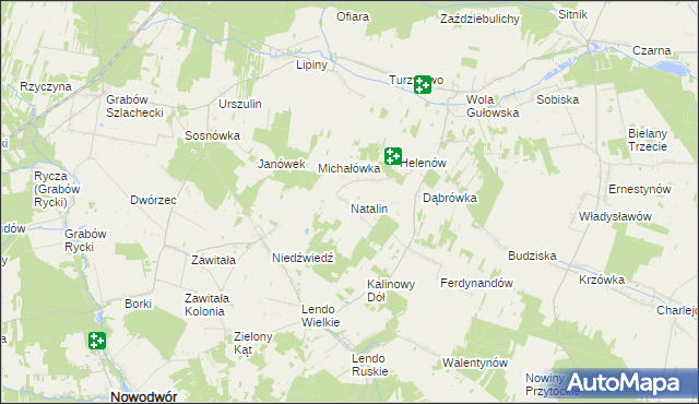 mapa Natalin gmina Adamów, Natalin gmina Adamów na mapie Targeo