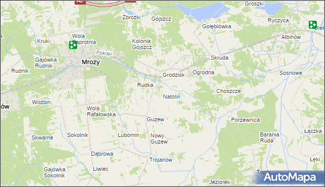 mapa Natolin gmina Mrozy, Natolin gmina Mrozy na mapie Targeo