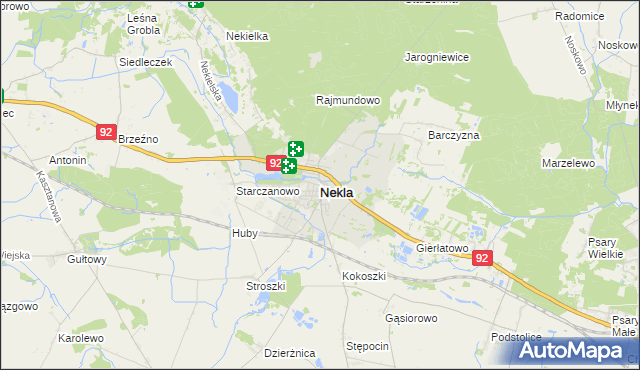 mapa Nekla powiat wrzesiński, Nekla powiat wrzesiński na mapie Targeo