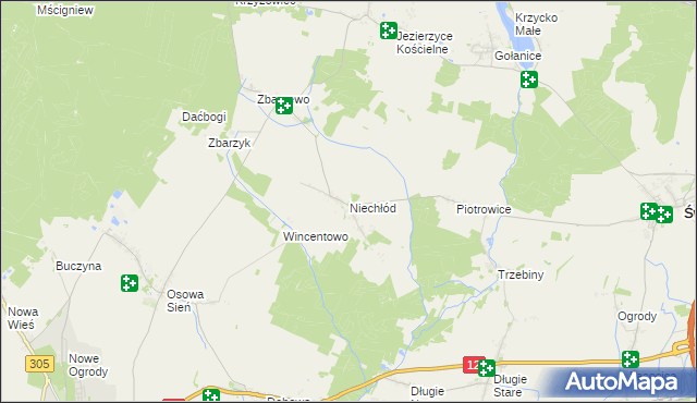 mapa Niechłód, Niechłód na mapie Targeo