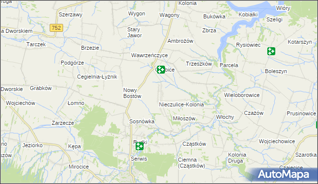 mapa Nieczulice gmina Pawłów, Nieczulice gmina Pawłów na mapie Targeo