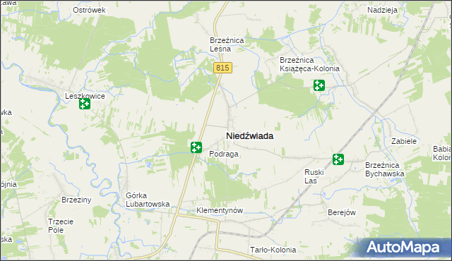 mapa Niedźwiada powiat lubartowski, Niedźwiada powiat lubartowski na mapie Targeo