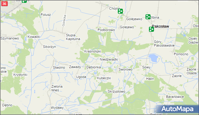 mapa Niedźwiadki, Niedźwiadki na mapie Targeo