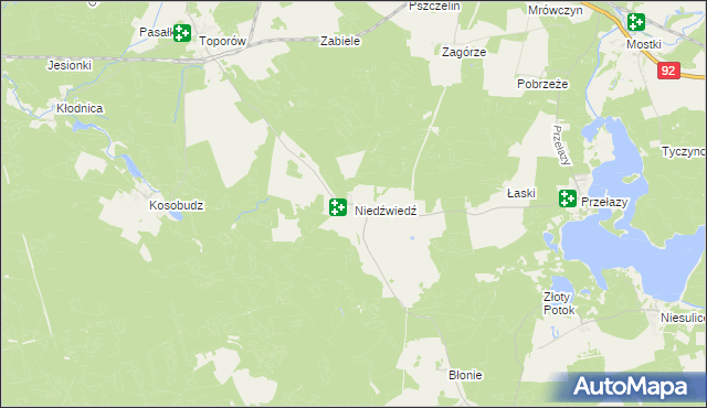 mapa Niedźwiedź gmina Łagów, Niedźwiedź gmina Łagów na mapie Targeo