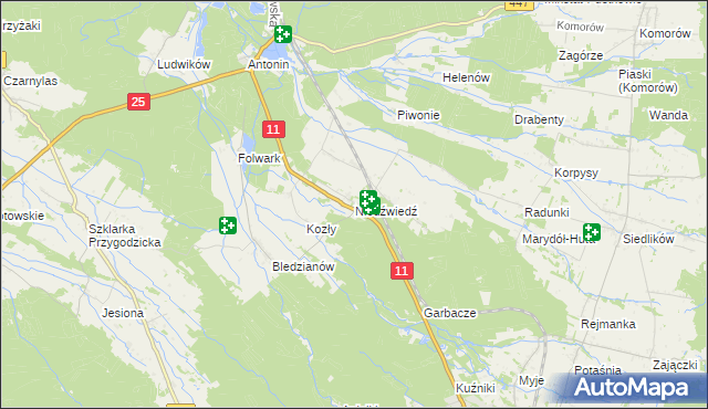 mapa Niedźwiedź gmina Ostrzeszów, Niedźwiedź gmina Ostrzeszów na mapie Targeo