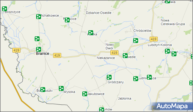 mapa Niekazanice, Niekazanice na mapie Targeo