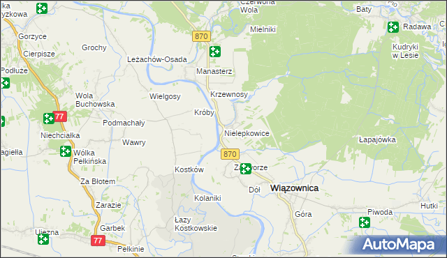 mapa Nielepkowice, Nielepkowice na mapie Targeo