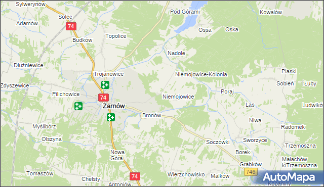 mapa Niemojowice, Niemojowice na mapie Targeo