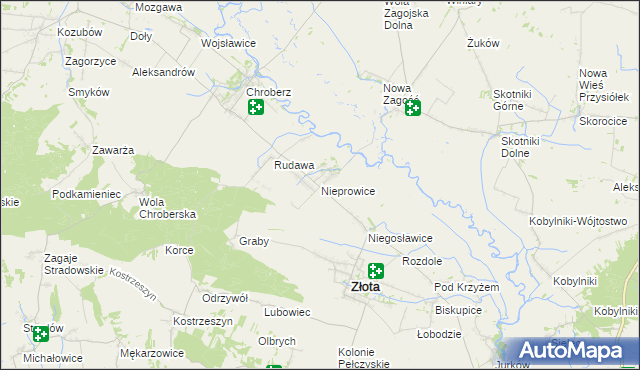 mapa Nieprowice, Nieprowice na mapie Targeo