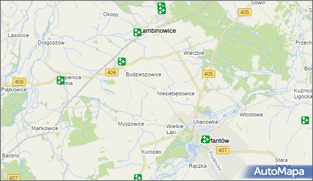 mapa Niesiebędowice, Niesiebędowice na mapie Targeo