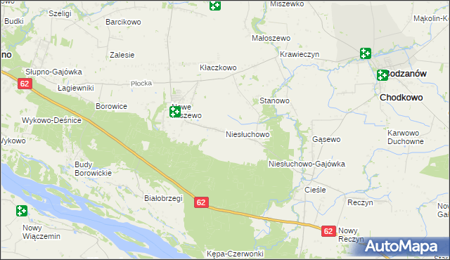 mapa Niesłuchowo, Niesłuchowo na mapie Targeo