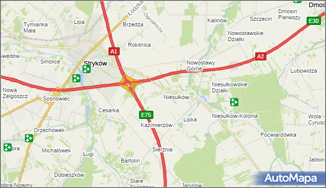 mapa Niesułków, Niesułków na mapie Targeo