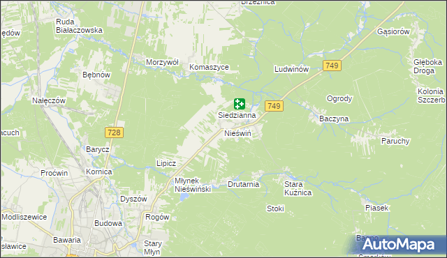 mapa Nieświń, Nieświń na mapie Targeo