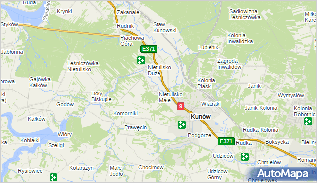 mapa Nietulisko Małe, Nietulisko Małe na mapie Targeo